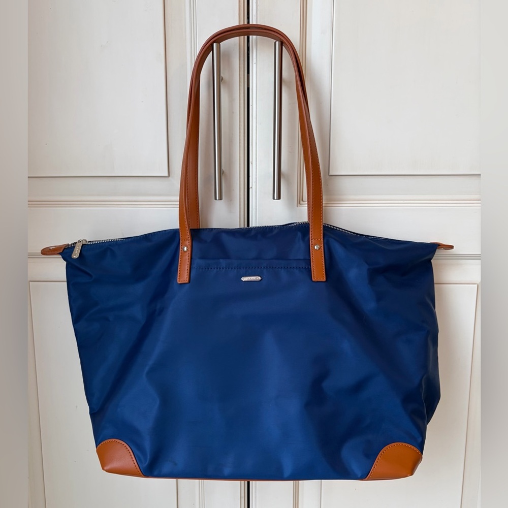 David Jones blue/tan large tote